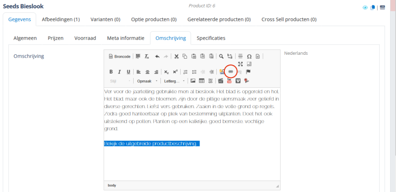 Klik op het link icoontje